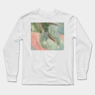 Abstract Oil Painting Herbal Green Pink Blush 1c21 Long Sleeve T-Shirt